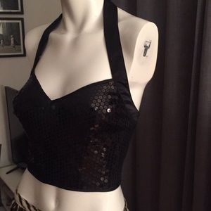 Victoria’s Secret black sequin crop top SZ small